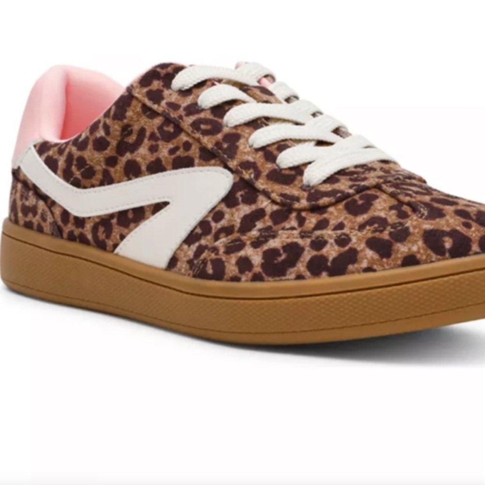 Dolce Vita Leopard Print Low-Top Sneakers with Pink Heel